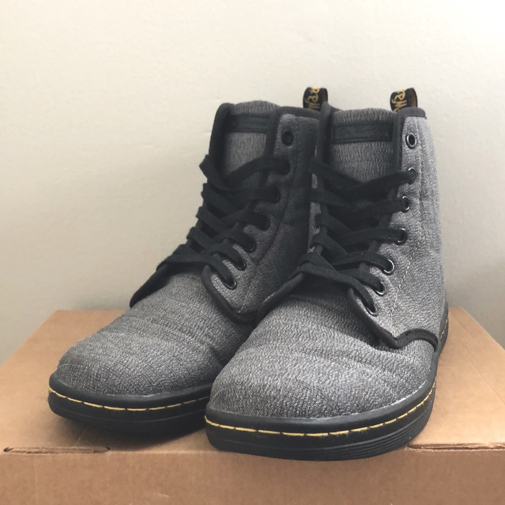 Dr. Martens Grey/ Gray Canvas Boots